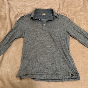 Faherty men’s long-sleeve polo in grey and white stripes